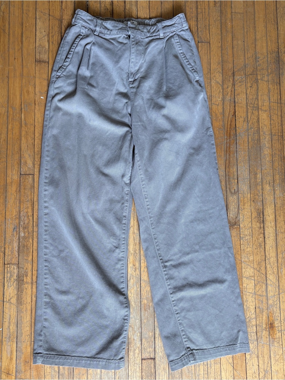 Garage Wide-Leg Pleated Denim Jeans in Slate Gray Size Small